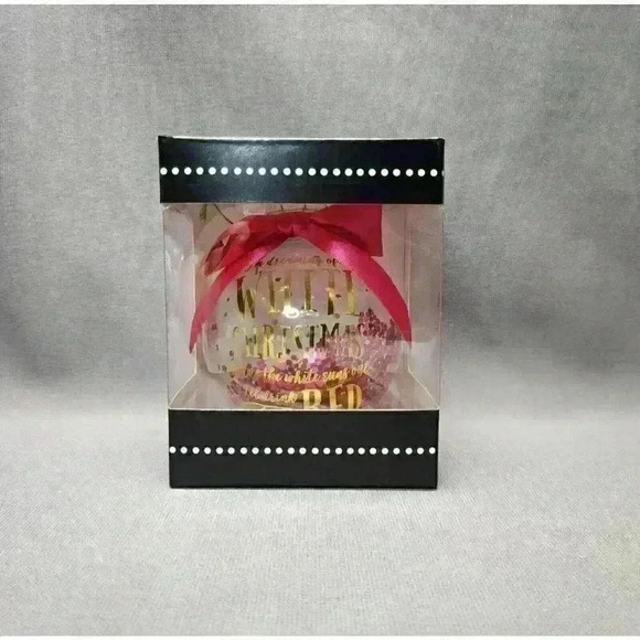 Charming Charlie Other - Christmas Ornament 3.5" Glass Ball - Charming Charlie White Christmas / Red Wine